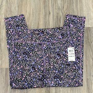 Ideology Purple Pink Flowers Lilac Breeze 7/8 Cropped Mid Rise Leggings XL‎ NWT